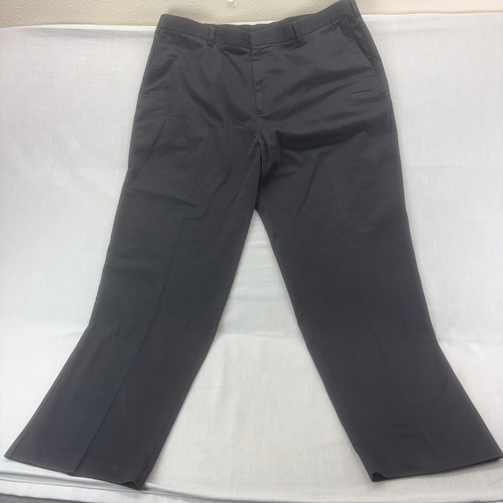 Savane Dress Pants Mens 46x34 Flat Front Black Cotton Blend Slacks